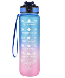 Motivational Water bottle ( 1 litre) - Blue & Pink