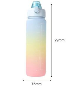 1 Litre Motivational Bottle - Light Blue, Yellow, Pink